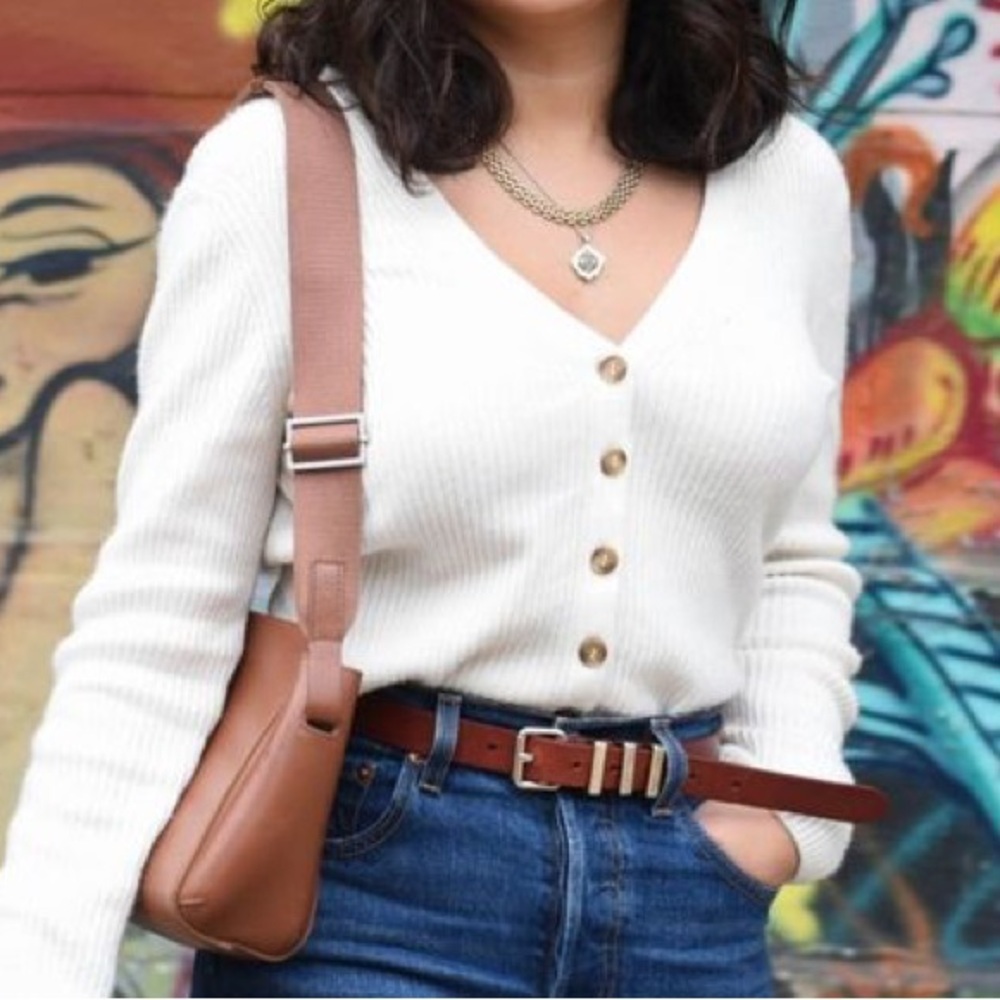 Naadam cashmere ribbed cropped cardigan, size S